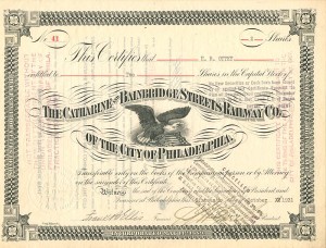 Catharine and Bainbridge Streets Railway Co. of the City of Philadelphia - Stock Certificate